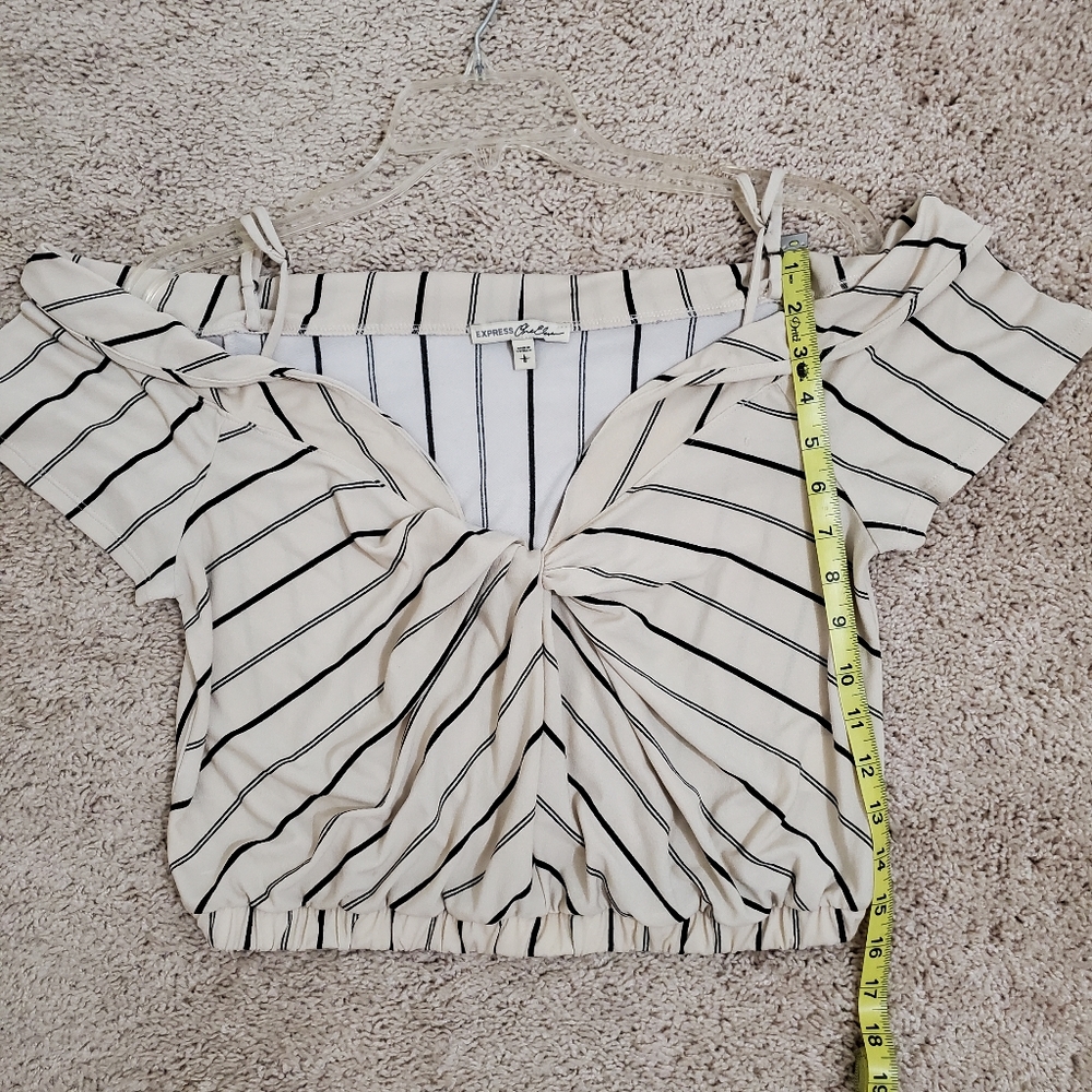 Express One Eleven Stripped Off The Shoulder Top Size Large. - Picture 3 of 5